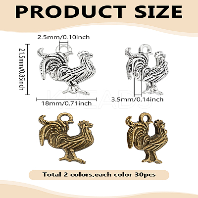 40Pcs 2 Colors Tibetan Style Alloy Pendants FIND-LP0002-32-1