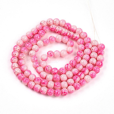 Transparent Baking Paint Glass Beads Strands DGLA-N009-8mm-01-1