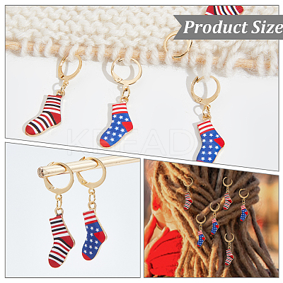 Alloy Enamel Socks Charm Locking Stitch Markers HJEW-PH01673-1