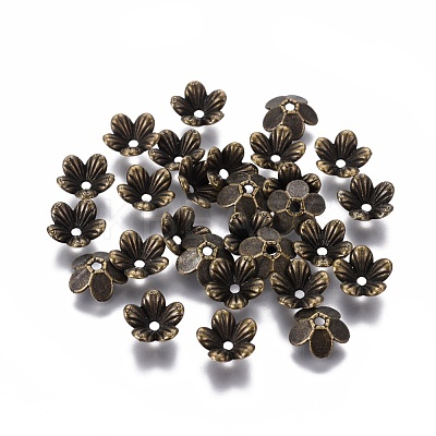 Tibetan Style Flower Alloy Bead Caps TIBEP-S192-AB-NR-1