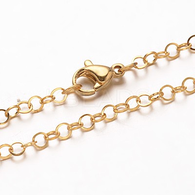 304 Stainless Steel Rolo Chain Necklaces NJEW-L349-02G-1