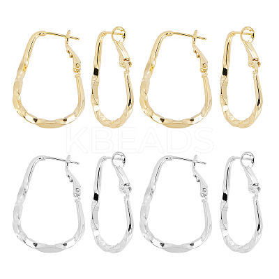 4 Pairs 2 Colors Twist Teardrop Huggie Hoop Earrings EJEW-GA0001-03-1