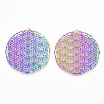 Ion Plating(IP) 201 Stainless Steel Filigree Pendants STAS-T057-24-1