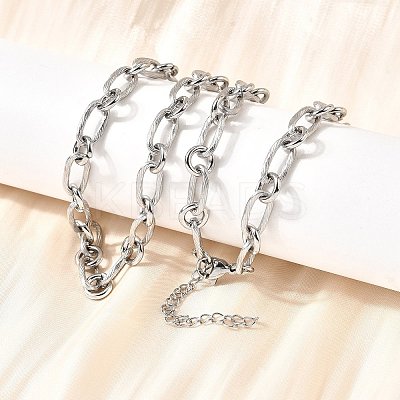 304 Stainless Steel Oval Link Chain Necklaces for Women Men NJEW-A054-01P-1