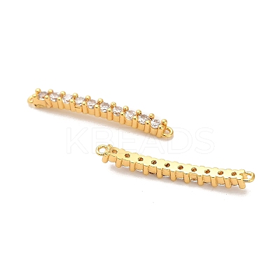 Brass Micro Pave Clear Cubic Zirconia Curved Rectangle Connector Charms KK-H515-14G-1