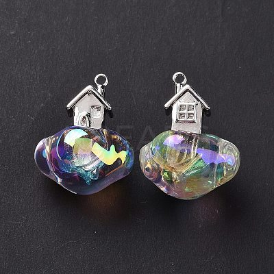 UV Plating Rainbow Iridescent Transparent Acrylic Pendants OACR-P014-02P-02-1