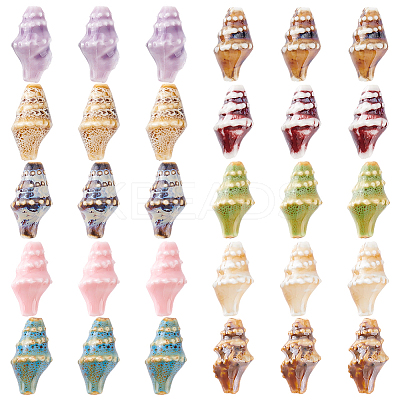 24Pcs 8 Colors Handmade Porcelain Beads PORC-ME0001-04-1
