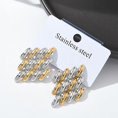 304 Stainless Steel Two Tone Stud Earrings for Women LS-STAS-Z117-03GP-1