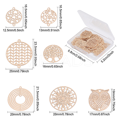 56Pcs 7 Styles Brass Connector Charms KKC-CA0001-07-1