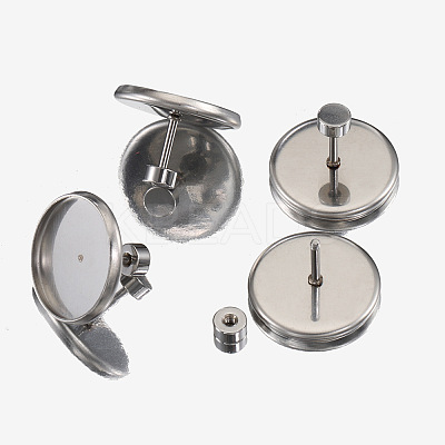Non-Tarnish 304 Stainless Steel Studs Earrings Findings EJEW-H001-05P-02-1