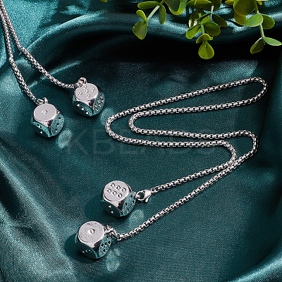 Alloy Hanging Dice with Dots Pendant Decorations HJEW-WH0043-68P-1