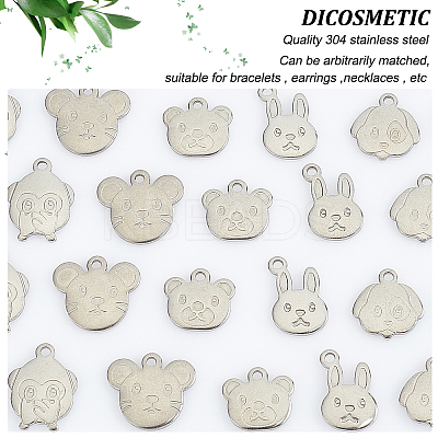 40Pcs 5 Style 201 Stainless Steel Charms STAS-DC0008-71-1