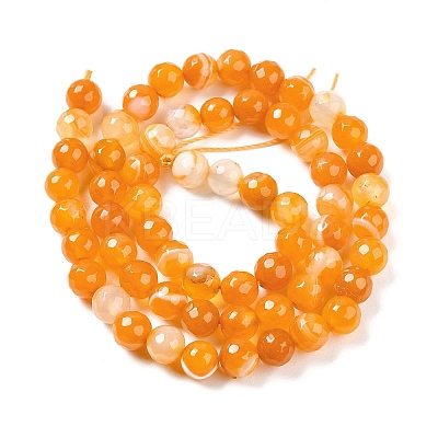 Natural Striped Agate/Banded Agate Beads Strands G-A246-8mm-08-1
