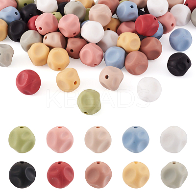60Pcs 10 Colors Cube Food Grade Eco-Friendly Silicone Focal Beads SIL-TA0001-54A-1