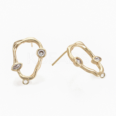 Brass Cubic Zirconia Stud Earring Findings X-KK-S354-229-NF-1
