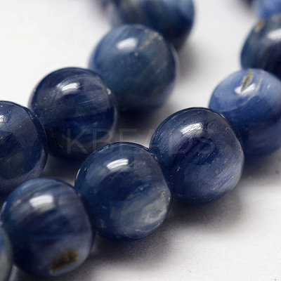 Natural Dyed & Heated Grade AA Kyanite/Cyanite/Disthene Round Bead Strands G-O143-07-8mm-1-1
