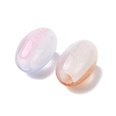 Opaque Resin with Glitter Powder European Beads RESI-G119-03-1