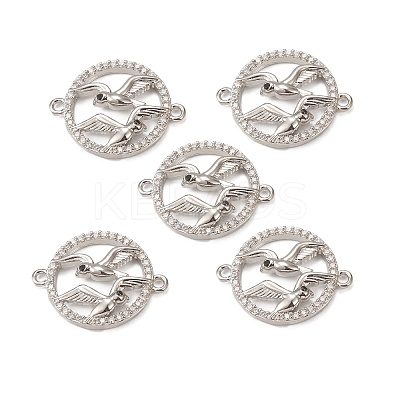 Brass Micro Pave Clear Cubic Zirconia Connector Charms KK-E068-VB293-1