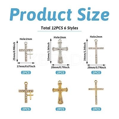 20Pcs 10 Styles Alloy Rhinestone Pendants FIND-TA0007-84-1