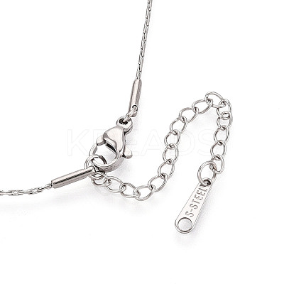 Brass Cubic Zirconia Heart Planet Pendant 304 Stainless Steel Chain Necklaces NJEW-T018-06P-1