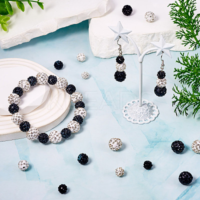 120Pcs 6 Styles Rhinestone Pave Disco Ball Beads RB-TA0001-14-1
