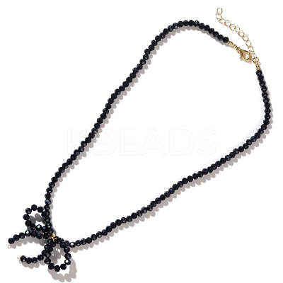 Glass Bowknot Pendant Necklace for Women WA7912-2-1