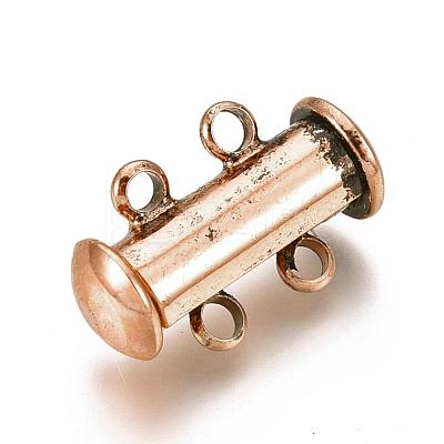 2-Strands 4-Holes Tube Brass Magnetic Slide Lock Clasps X-KK-D472-R-NF-1