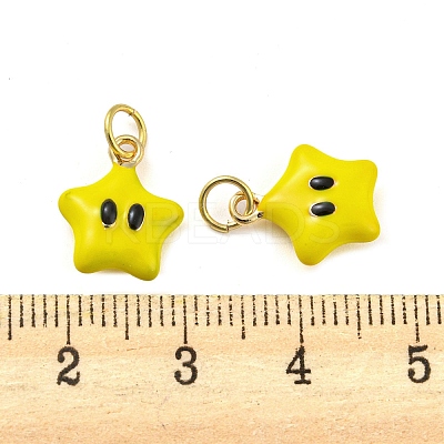 Star Rack Plating Brass Enamel Charms KK-Q804-07G-1