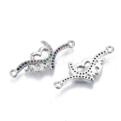 Brass Micro Pave Colorful Cubic Zirconia Links Connectors KK-S061-99P-NR-1