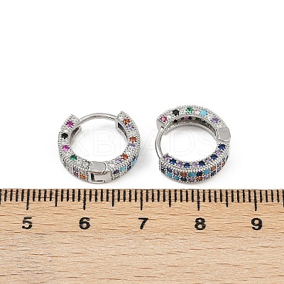 Brass Micro Pave Colorful Cubic Zirconia Hoop Earrings EJEW-S277-09P-B-1