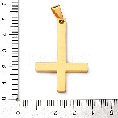 304 Stainless Steel Christian Inverted Cross Pendants STAS-F323-10G-1
