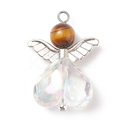 Natural Tiger Eye AB Color Acrylic Pendants PALLOY-TA00001-04-1