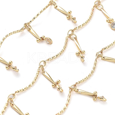 Handmade Brass Curved Bar Link Chains KK-F871-61G-1