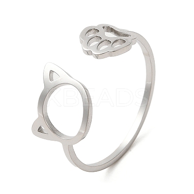 Non-Tarnish 304 Stainless Steel Open Cuff Ring RJEW-Z026-05P-1