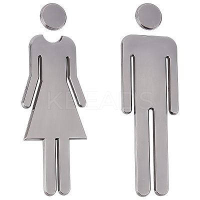 1 Set Plastic Bathroom Sign Stickers AJEW-GF0005-94A-1