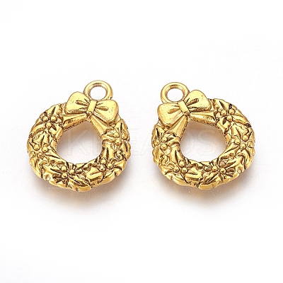 Tibetan Style Alloy Christmas Wreath Pendants LS-X-TIBEP-GC153-AG-RS-1