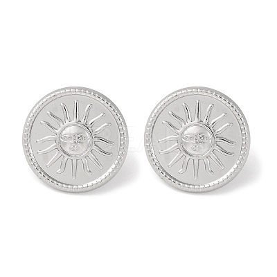 304 Stainless Steel Flat Round with Sun Stud Earrings EJEW-D281-24S-1