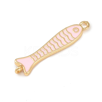 Brass Enamel Fish Connector Charms KK-L255-15G-03-1