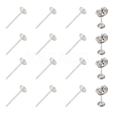 304 Stainless Steel Stud Earrings Findings STAS-UN0006-18P-1