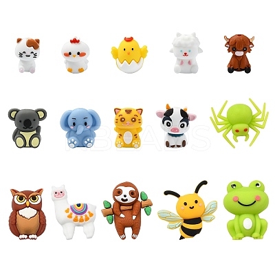 15Pcs 15 Styles Animal Food Grade Silicone Focal Beads SIL-CJ0002-74-1