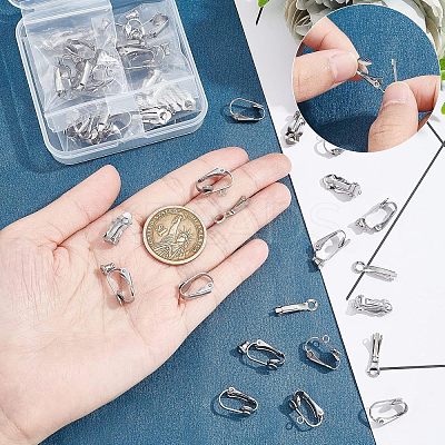 50Pcs 5 Style 201 & 304 Stainless Steel Clip-on Earring Converters Findings STAS-UN0038-19-1