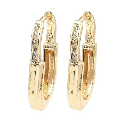 Brass with Cubic Zirconia Hoop Earrings EJEW-D078-30KCG-1