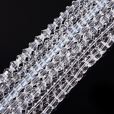 7 Strands 7 Styles Transparent Glass Bead Strands GLAA-TA0002-73-1