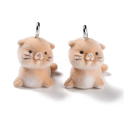 Animal Shape Flocky Resin Pendants RESI-Q229-01H-1