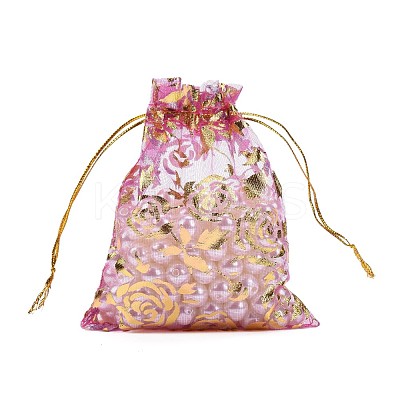 Rose Printed Organza Bags OP-R021-10x12-07-1