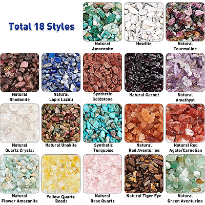 396G 18 Style Natural & Synthetic Gemstone Chip Beads G-NB0002-64-1