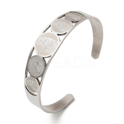 Religion 201 Stainless Steel Cuff Bangles for Women LS-BJEW-F507-02P-1