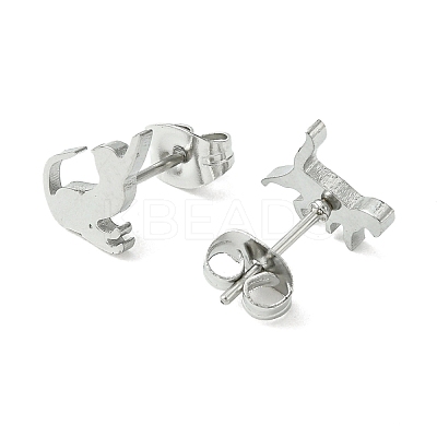 Non-Tarnish Cute Little Animal Theme 304 Stainless Steel Stud Earrings LS-EJEW-B041-02D-P-1