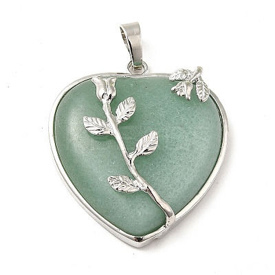 Heart Natural Green Aventurine Pendants GP356-2-1