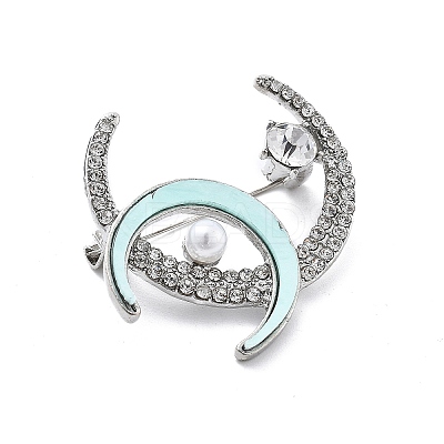 Alloy Crystal Rhinestone Double Moon Brooches JEWB-C037-03P-1